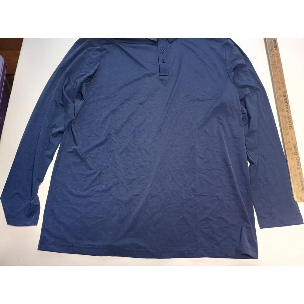 Dark Blue Spandex Long Sleeve Polo - Size Large - Picture 3 of 6